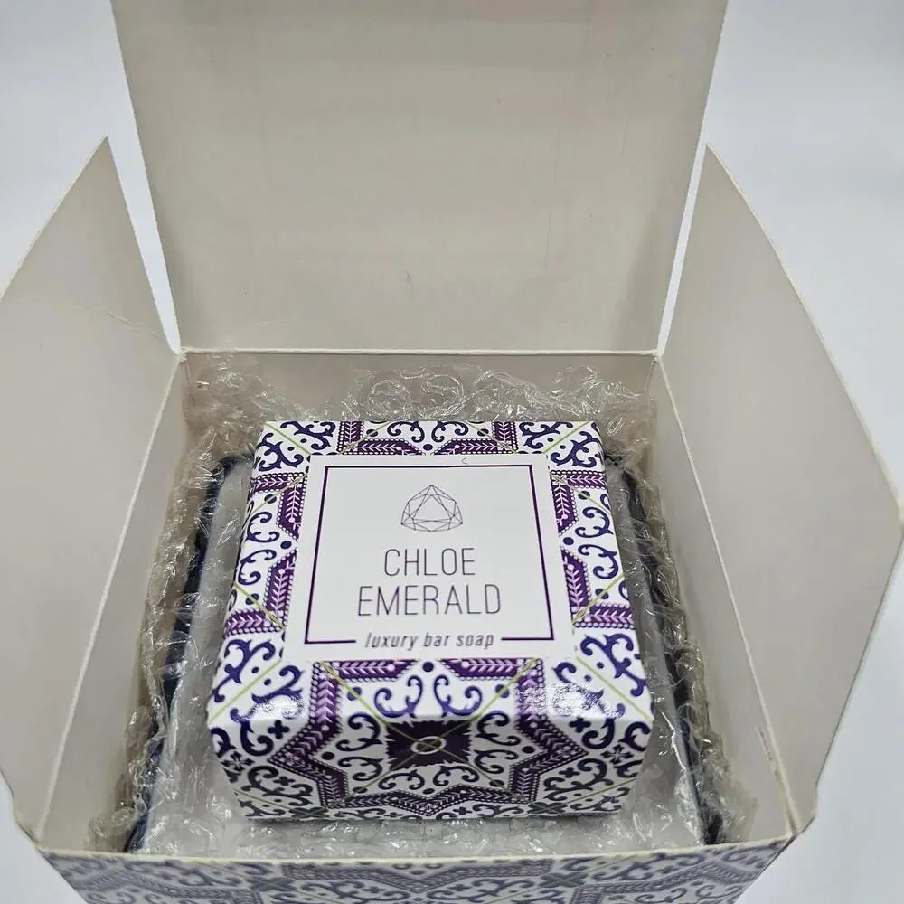 Chloe Emerald‎ Emery Soap Dish Set, Fresh Linen Scent, New In Box